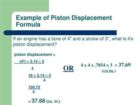 piston displacement formula